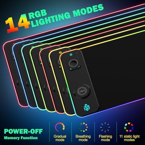 GIM RGB Gaming Mouse Pad with Simultaneous Charging for Phone & iWatch, LED Mouse Mat 800x300x4MM, 14 Light Modes, Non-Slip Rubber Base, Computer Keyboard Mat for Gaming, 20W PD Adapter Included - Image 3