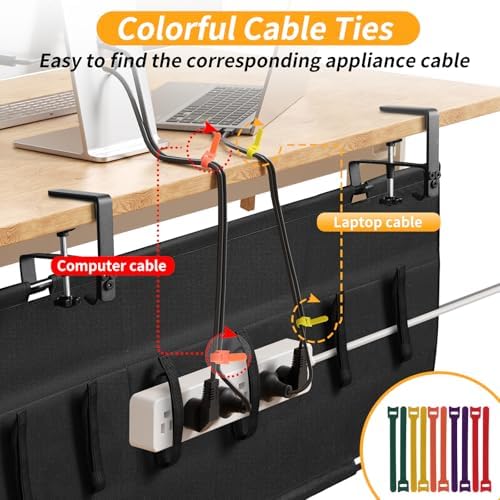 Under Desk Cable Management Tray No Drill,48Inch Cable Management,Black - Image 6