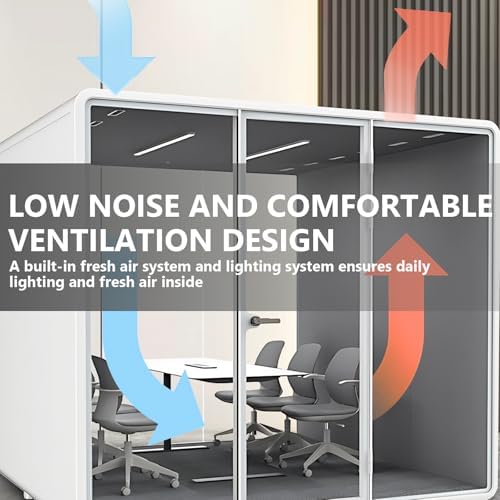 Office Sound Booth with Audio Privacy - Portable Soundproof Booth Includes White Frame with Curved Corners,Soundproof Room with Light,Fans, Magnetic Door Lock for Meeting Room (102.36IN) - Image 5