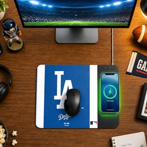 SOAR MLB Official Established Primary Logo Wordmark Home Office Wireless Charging Mouse Pad Mat 11.8" x 8.6" (Los Angeles Dodgers) - Image 3