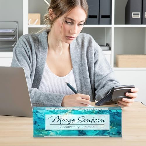 Personalized Name Plate for Desk, Custom Desk Name Plate, Acrylic Name Plate Office Desk Accessories, Personalized Office Gifts for Coworkers Teachers, Employee Appreciation Gifts (Ocean) - Image 6