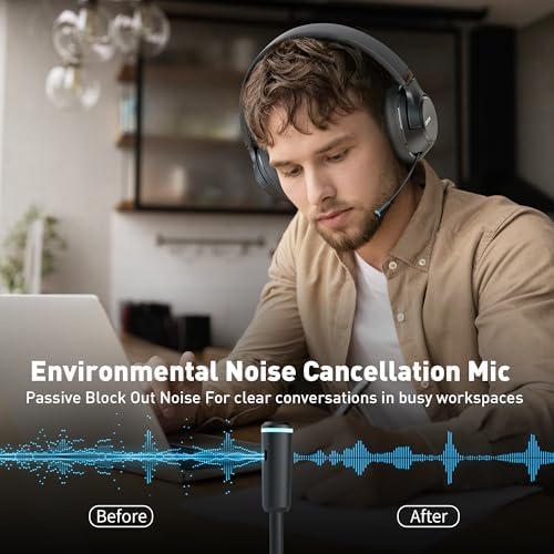 H300 Wireless Headphones with Microphone,Over Ear Bluetooth Headsets, Black - Image 2