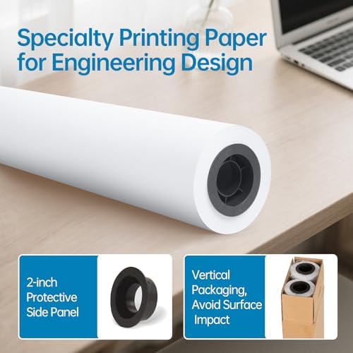 wide format, Inkjet Printer Paper 36 Inch x 150 ft 4 Roll, 2 Inch Core CAD Bond Rolls, 95 Bright, 30lb Plotter Paper for Wide Format Printer - Image 4