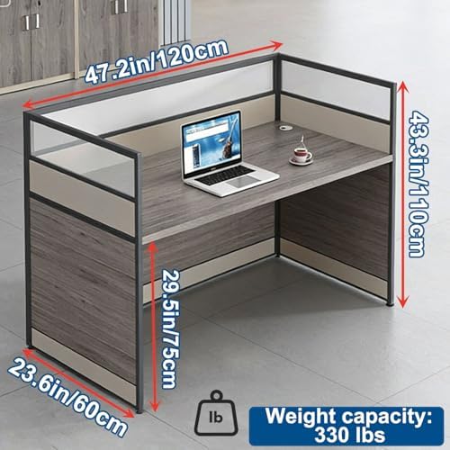 1-person Office Cubicle Desk Workstation w/Mute Privacy Panels, Rosewood - Image 2