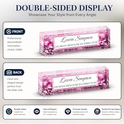 Desk Name Plate Personalized, Desk Double sided pattern Name Plate Personalized Office Desk Decor for Women and Men , Teacher Nurse Boss Employee Appreciation Gifts (purple gemstone, fixed pattern) - Image 5