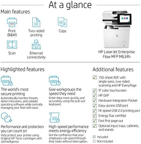HP LaserJet Enterprise Flow MFP M634h Monochrome All-in-One Printer with Built-in Ethernet & 2-Sided Printing (7PS95A) - Image 4
