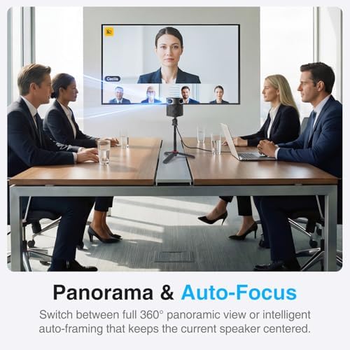 PANOCORE360 All-in-One Meeting Camera - 360° Conference Cam for PC Mac, Speaker & Mic Array, Auto Speaker Focus, 1080P Output, AI Voice Isolation, Local Recording,Compatible with Webex/Zoom/Teams/Meet - Image 2