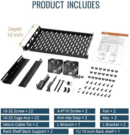 Tecmojo 9U Wall Mount Rack Cabinet, Heavy-Duty 176 Lbs High Load Capacity, 19” Enclosed Server Network Rack with Glass Door, 17.7” Deep – Elite Collection - Image 6