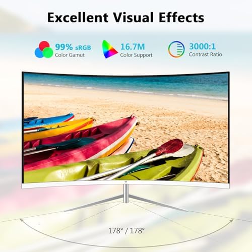 Z-Edge 27 inch Curved Computer Monitor, FHD 100Hz White PC Monitor, HDMI - Image 3