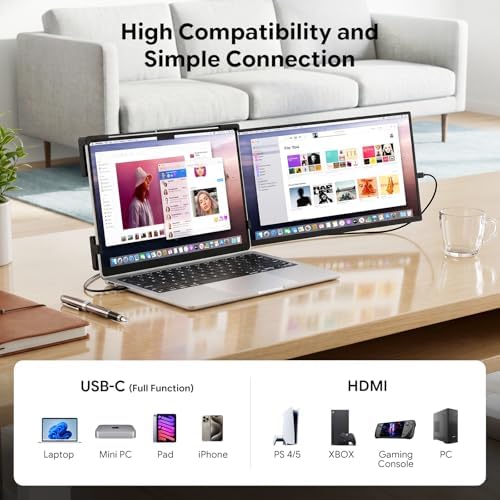 15.6" Laptop Screen Extender,FHD 1080P IPS Portable Monitor for 13"-17" Laptops, Dual Travel Screen Monitor Plug & Play, Laptop Screen Monitor Extender Compatible with Windows/Mac/Android & Chrome OS - Image 4