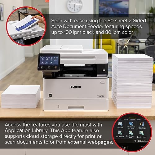 Canon imageCLASS MF465dw - Monochrome Duplex Wireless Laser Printer, All-in-One with Scanner, Copier, Fax, Home or Office, Auto Document Feeder, Mobile Ready, 3 Year Limited Warranty, 42 PPM, White - Image 2