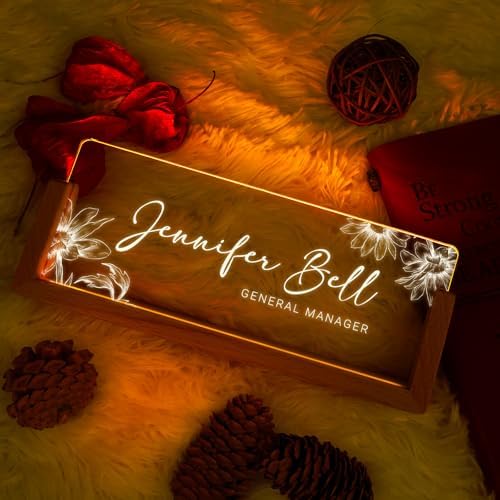 Custom Name Plate for Desk, Personalized Light Up Acrylic Desk Name Plate, Personalized Office Gifts for Boss Coworkers Teacher, Employee Appreciation GIfts, Office Decor for Women Men - Image 2