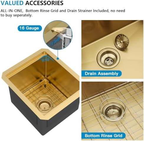 13"x15" Gold Bar Prep Sink Undermount Workstation - Image 7