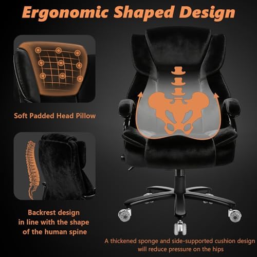 Indulgear 500lbs Fabric Big and Tall Office Chair,500lbs Heavy Duty Office Chair for Heavy People, High Back Executive Computer Chair with Adjustable Lumbar Support, Dual Rubber Wheel - Image 6