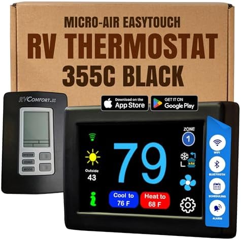 MICRO-AIR EasyTouch Digital RV Thermostat Replacement, 355C Black by MicroAir
