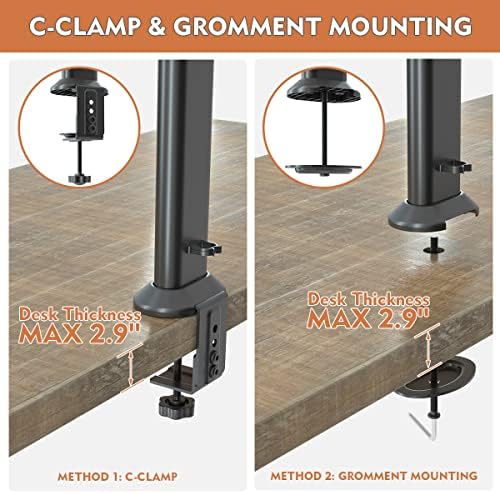 HEMUDU Single Desk Monitor Arm Mount Stand Fit for 13 inch to 32 inch Flat Curved Computer Screen with Swivel, Height Adjustable, Rotation,Holds up to 77lbs, Black - Image 6