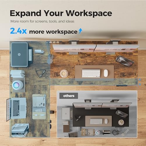 Agilestic L Shaped Standing Desk 63 inch Adjustable Height, Electric Corner Standing Desk, Sit Stand Computer Table with Splice Board, Rustic Brown - Image 6