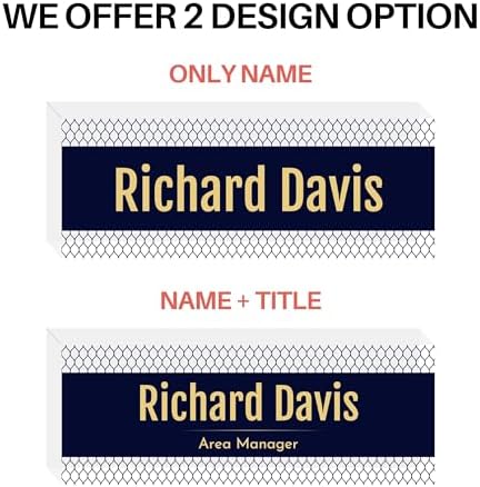 Customized Clear Acrylic Thick 8x3" Desk Name Plate Block with Personalized Logo - Professional Office Decor - Customized Acrylic Plate Gift for Teacher Co-workers (Elegant Navy) - Image 3