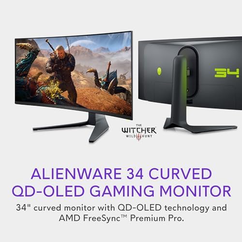 Alienware AW3423DWF Curved QD-OLED Gaming Monitor - 34-inch Quantum Dot, 0.1Ms 165Hz 21:9, 99.3% DCI-P3 Color Gamut, VESA DisplayHDR, 400, AMD FreeSync Premium Pro - Black - Image 2