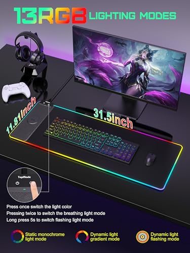 TopMade Mouse Pad with Wireless Charging, 31.5" x 11.81" XL Large Desk Mat - Image 3