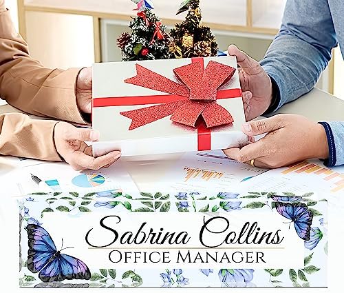 Name Plate for Desk, Desk Name Plate Personalized, Office Decor for Women Men, Acrylic Desktop Accessories, Office Appreciation Gifts for Boss Social Workers Nurse Teacher Employee (Blue Butterfly) - Image 5