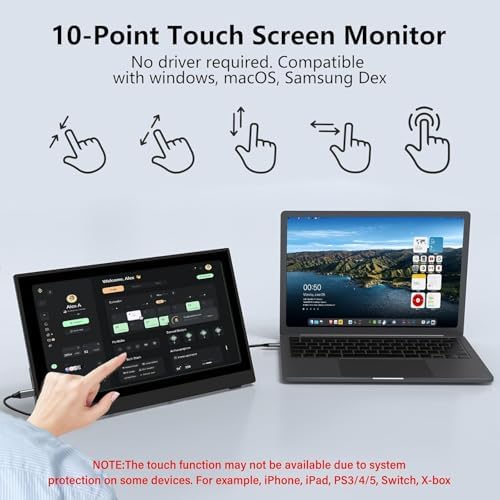 InnoView Portable Monitor Touchscreen 15.6" 1080P 10-Point Touch Screen Monitors Portable with Protective Sleeve Built-in Stand, 1200:1 HDMI USB C Travel Monitor for Laptop, PC, Mac, Phone, Switch - Image 3