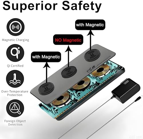 Magnetic Wireless Charger Pad - 3 in 1 Fast Mag-Safe Charging Station for iPhone 17/16/15/14/13/12 Series, AirPods 4/3/2 Pro, 15W Wireless Charging Mat/Pad for Apple Multiple Devices(with Adapter) - Image 4