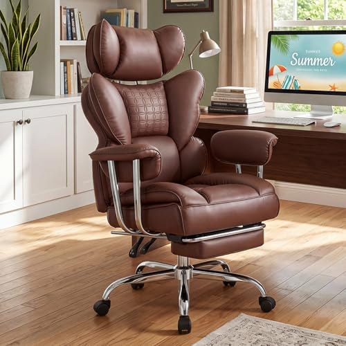 DUMOS Big and Tall Home Office Desk Chair, Executive Chair with Footrest - Image 2