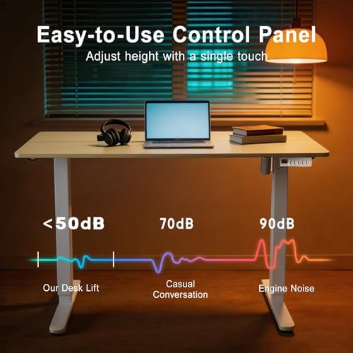 55 Inch Height Adjustable Standing Desk for Home Office, White - Image 5