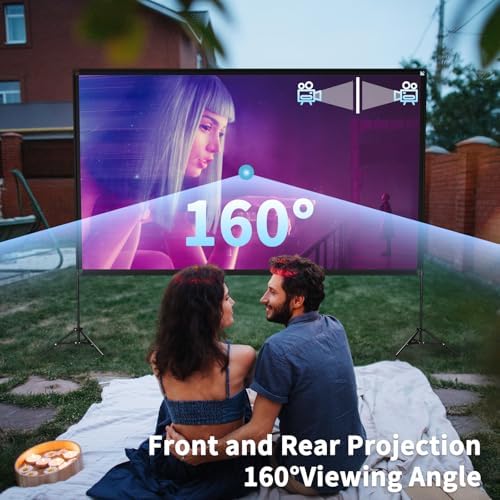 120inch Projector Screen with Stand, Portable Movie Screen Indoor Outdoor - Image 2