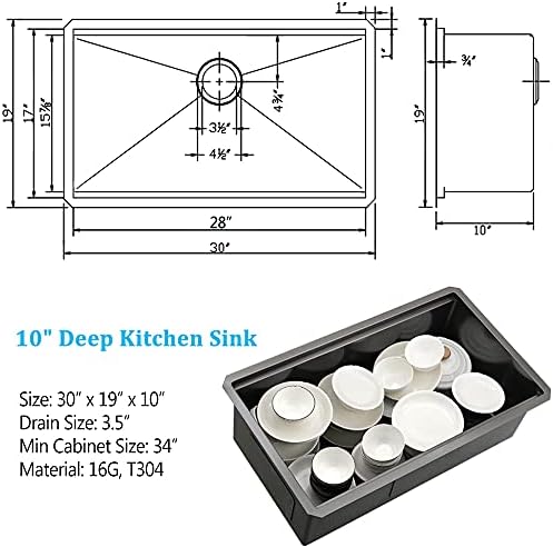 30 Inch Black Undermount Kitchen Sink - Image 7
