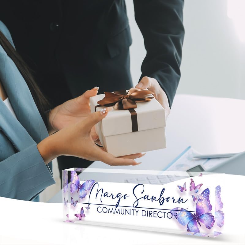 Desk Name Plate Personalized Name Plate for Desk, Office Desk Decor, 3D Style Personalized Plaque Name Plates for Desks Custom Appreciation Gifts for Boss Lady Employee Coworkers (Colorful Butterfly) - Image 6