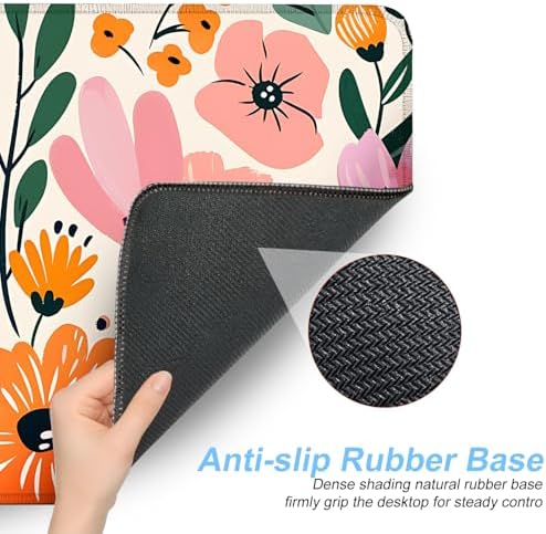 Floral Mouse Pad XXL – Large Extended Desk Mat with Cute Hand-Drawn Flowers,Non-Slip Mousepad for Office, School, Workstation, Gift for Women & Teens, 31.5 x 11.8 in - Image 3