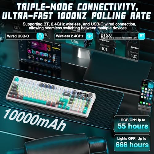 LINGBAO K98 PRO 96% Wireless Mechanical Gaming Keyboard with Screen & Knob - Image 4