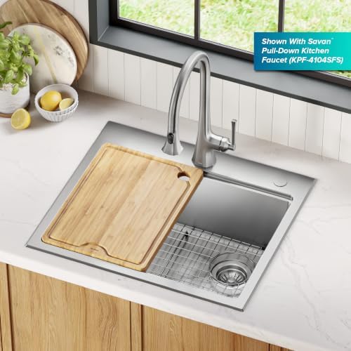 KRAUS Fairlane 25 in Drop In/Top Mount Workstation Single Bowl 18-Gauge Stainless Steel Kitchen Sink with Accessories, KWT611-25 - Image 2