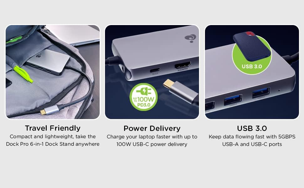 IOGEAR USB-C Triple Display Dock Station - 4K 60Hz - 2 HDMI - 1 DisplayPort - 2 USB 2-2 USB 3 - Ethernet - 3.5mm Audio - USB-C 100W PD - MacBook Pro/Air Thunderbolt 3 - Type C Laptop - GUD3C4K3P - Image 7