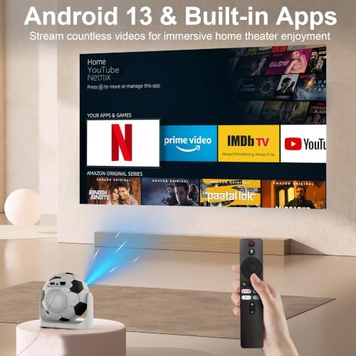 Mini Projector with WiFi and Bluetooth, Football Design, 200 ANSI Lumens 4K - Image 2