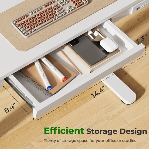 35" Electric Standing Desk with Drawer, 4 Lockable Wheels - Image 2