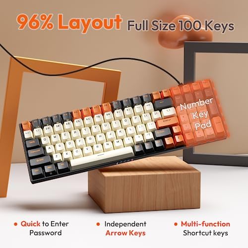 RK ROYAL KLUDGE RK100 Wireless Mechanical Keyboard RGB Backlit Bluetooth5.1/2.4G/Wired 96% Full Size 100-Key Hot Swappable Gaming Keyboard Blue Switch Carbon - Image 4