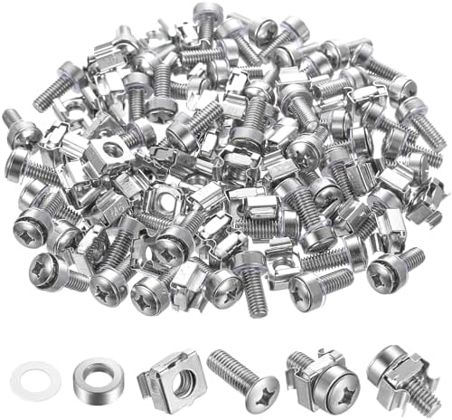 110 Pcs/55 Set Rack Mount Screws and Cage Nuts for Server Cabinet Cage Nuts & Mounting Screws Washer, Carbon Steel Racks Screw for Rack Mount Server Shelves Cabinet by qxayxa