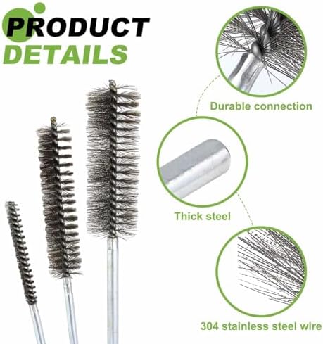 HARFINGTON 4pcs Wire Bore Brush 8 x 1-3/4" 5/16 Inch Shank Stainless Steel Bristles Cleaning Brush for Clean Car Part Tube Kitchen Garage - Image 4