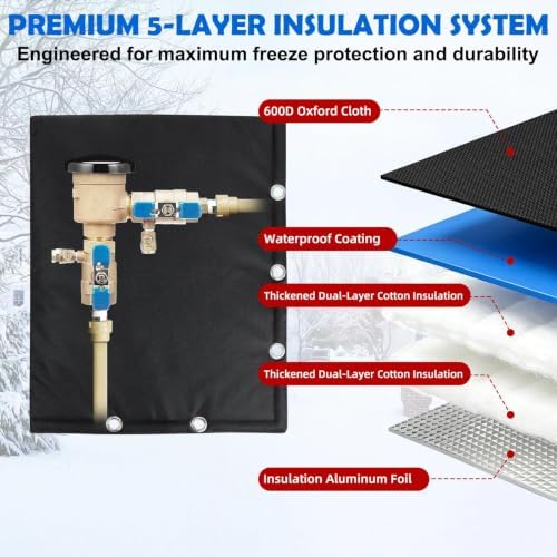 2-Way Open Backflow Preventer Insulation Cover,16" Wx20 H,Black - Image 6