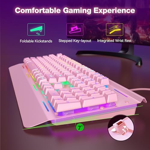 TECKNET Wired Gaming Keyboard, RGB Backlit Keyboard with Metal Panel Design - Image 2