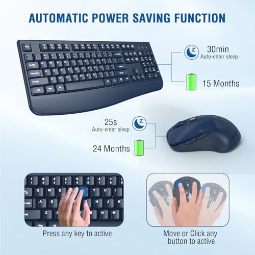 EDJO Wireless Keyboard and Mouse Combo, USB Plug & Play (Galaxy Blue) - Image 2