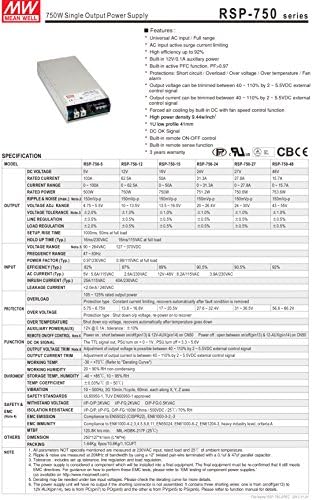 MEAN WELL RSP-750-48 AC to DC Switching Enclosed Power Supply with PFC Function, 48 Volt, 15.7 Amp, 753.6 Watt - Image 2
