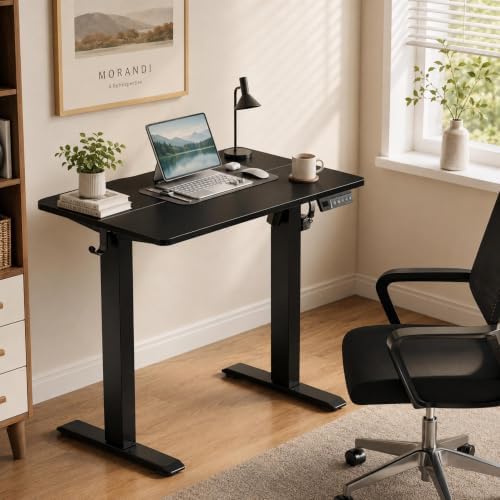 Claiks Electric Standing Desk, 32x19 Inch, Height Adjustable, Dark Black - Image 2