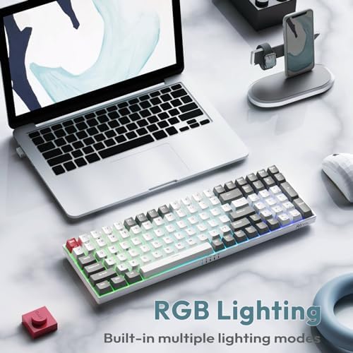 RK ROYAL KLUDGE RK100 Wireless Mechanical Keyboard RGB Backlit Bluetooth5.1/2.4G/Wired 96% Full Size 100-Key Hot Swappable Gaming Keyboard Brown Switch Classic - Image 7