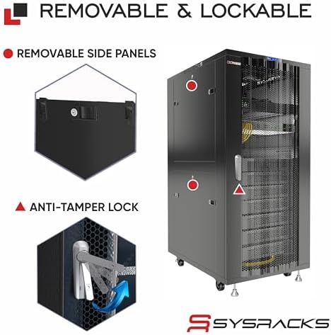 32U Server Rack Cabinet, 39” Deep 19” Floor Standing Network Enclosure, 1600 lb Capacity, 35” Rail Depth, Mesh Doors, 4 Fans, PDU, Shelf & Mounting Hardware - Image 5
