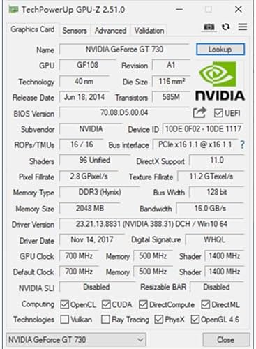 Glorto GeForce GT 730 2G Low Profile Graphics Card, 2X HDMI, VGA, DDR3, PCI Express 1.0 x16, Entry Level GPU for PC, SFF and HTPC - Image 6