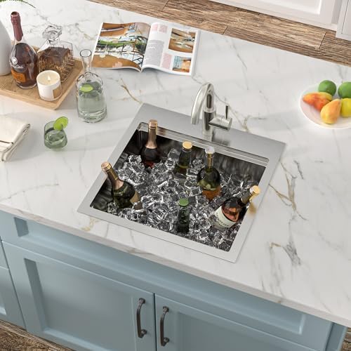 18"x18" Bar Prep Sink Drop In Workstation with Faucet Combo - Image 2
